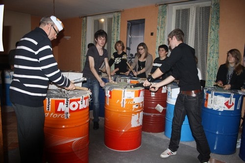 Répétitions à l'école en vue d'un flash-mob