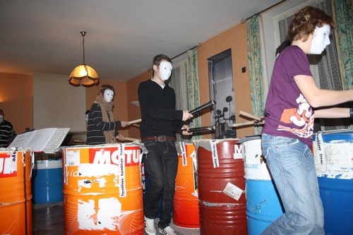 Répétitions à l'école en vue d'un flash-mob