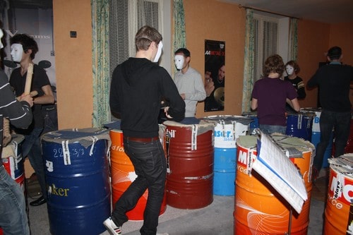 Répétitions à l'école en vue d'un flash-mob