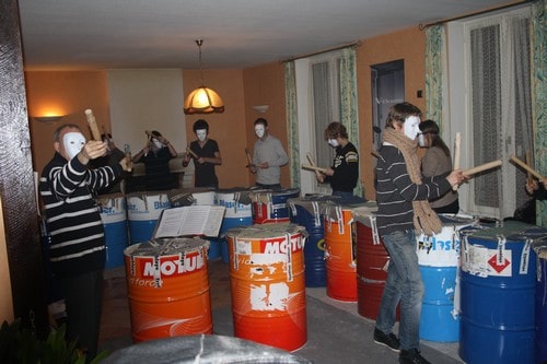 Répétitions à l'école en vue d'un flash-mob